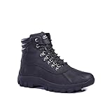 kingshow Men's Winter Boots Fleece Lined Insulated Work Boots Waterproof Duck Boots for Hiking, Commuting, and Outdoor Work Black Boots Non-Slip Traction Sole Size 11M