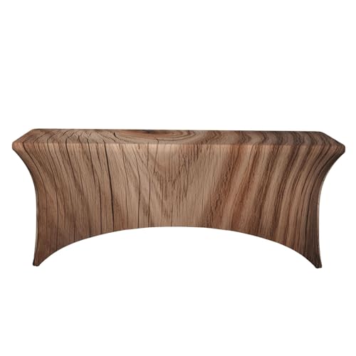 Nappe rectangulaire en élasthanne extensible 1,8m effet grain de bois - 3