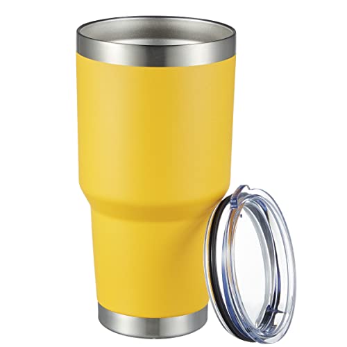 Image of MEWAY 30oz Tumbler Double Wall Vacuum Insulated Travel Mug, Stainless Steel Tumbler with Lid, Durable Powder Coated Insulated Coffee Cup for Cold & Hot Drinks (Yellow,1 PACK)