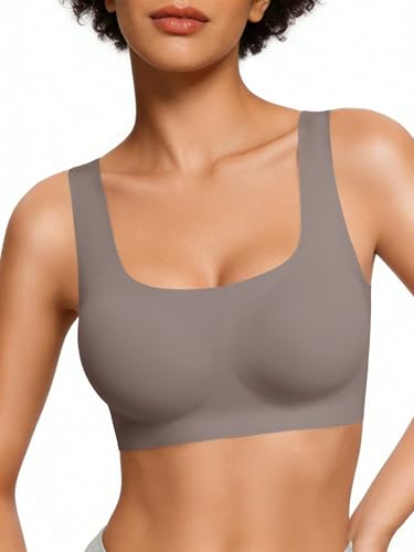Avidlove Seamless Bras for Women Comfy Pullover Wireless Bra Bralettes T Shirt Wirefree Wide Straps Sleep Everyday Bras Grey