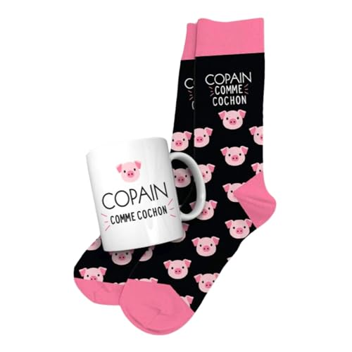 STC Coffret Cadeau Mug et Chaussettes - Copain comme Cochon (taille 39/45 - mug de 240 ml), CD7307V11