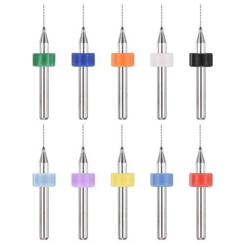 PATIKIL 10 Pack 0.5mm Micro Drill Bits 1/8" Shank Carbide Tungsten Steel 135° Mini Small Bits Print Circuit Board Drilling Tool for CNC Engraving Precision Machinery