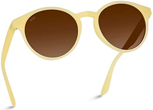 WearMe Pro Classic Small Round Retro Sunglasses, Creamy Frame