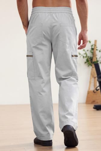 RynoGear Store RynoGear Men's Cotton Cargo Pants, Light Grey, 6 - Image 4