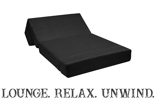 Image of Rosebell Foldable Sofa-Cum-Bed with Ottoman | 3-in-1 Convertible Sofa, Lounger & Bed-3x6 Feet One Seater- Perfect for Home & Office -Black