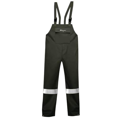 HANMENGXUAN Men's Waterproof Overalls/Work Clothes,Fishing Bib Pants Safety Work Rain Pants(Black,X-Large)