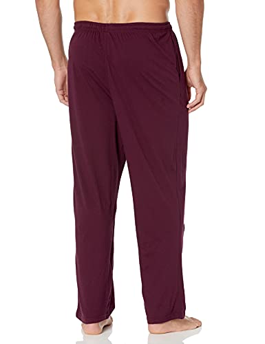 Amazon Essentials Herren Pyjamahose aus Baumwollstrick, Burgunderrot, S
