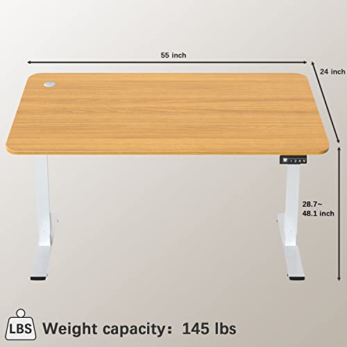 Image of Furmax Electric Standing Desk, 55 x 24 Inches Sit Stand up Desk, Sit Stand Height Adjustable Home Office Desk with 4 Height Position Memory (Brown, 55)