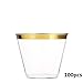 Produktbild JYSLI Sauber 100pcs Silber Rim Plastikbecher 9oz 250ml Klare Einwegbecher aus Kunststoff Tumblers Hochzeit Rose Gold Cocktailgläser Partei Versorgungs cool (Color : Gold Cups)