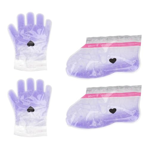 BUTIFULSIC Guantes de parafina púrpura para cuidado de manos y pies, 2 pares, tratamiento hidratante con aroma a lavanda para spa y pedicura