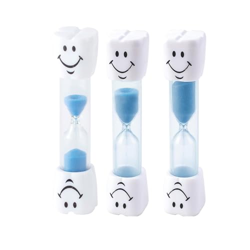 ZWWOGE 3 pcs Relojes Arena para Cepillarse Los Dientes para Niños, Temporizador para Cepillarse Los Dientes, Relojes de Arena Divertidos de 1 Minuto, 3 Minutos y 5 Minutos (Azul)