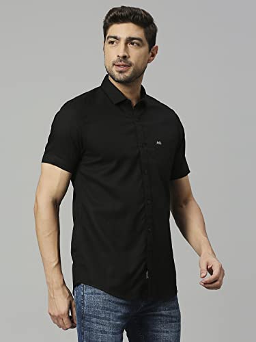 Image of Thomas Scott Men's | Solid | Half Sleeve | Slim Fit | Linen Blend | Spread Collar | Casual Shirt