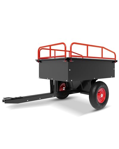 750 LBS HeavyDuty Dump Cart 13.5 Cu.ft Steel Lawn Mower Trailer & Garden Trailer QuickRelease Dumping ATV Dump Trailer & Garden Utility Cart for Yard Work Landscaping Farm & Lawn Mower Towing