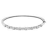 JewelExclusive Sterling Silver .50 CTTW Diamond Hinged Bangle