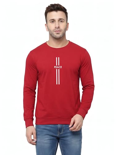 Image of Full Sleeve Cotton T-Shirt for Men & Boys | Round Neck Casual Graphic Printed Tee | Regular Fit Comfortable Everyday Wear | Peace