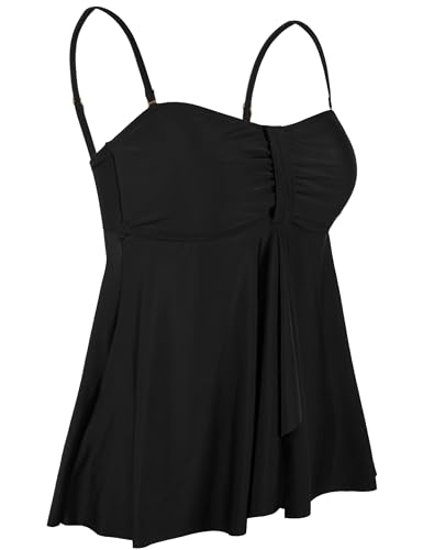 Image of Hilor Women's Flyaway Tankini Top Bandeau Swimsuit Flowy Bathing Suit Tummy Control Swimwear