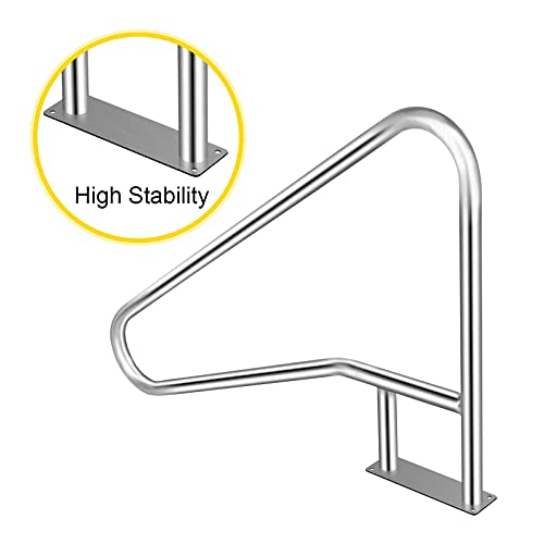 Barandilla de Piscina 54x36 Barandilla de Piscina 304 Acero Inoxidable 250LBS Capacidad de Carga Pasamanos de Piscina Plateado a Prueba de Herrumbre Pasamanos de Piscina humanizado con Cubiert