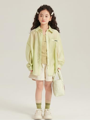 Image of 2026 Premium Girls Button Down Shirt, Long Sleeve Collared Blouse with Chest Pocket
