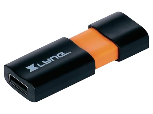 XLYNE WAVE - Chiavetta USB da 64 GB, USB 2.0, meccanismo push-& pull, Windows, Mac, Linux, nero, arancione