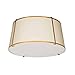3 Light Trapezoid Flush Mount Gold & Cream Shade with White Fabric Diffuser