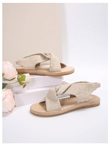 Verdusa Women's Open Toe Elastic Ankle Strap Flat Sandals Summer Shoes2