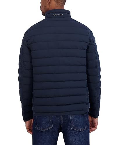 Image of Nautica Men's Reversible Quilted Puffer Jacket -Midweight Mechanical Stretch Winter Coat