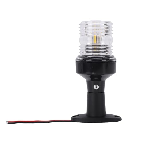 Dilwe Feu Arrière de Bateau en Plastique LED, 5 Pouces, 3W, Feu de Navigation Blanc Tout Rond, pour Ponton Jon, Utilisation Marine