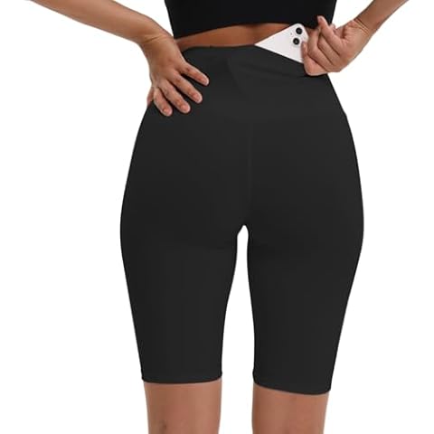 JOYOYO 1Pack Yoga Shorts with Pockets for Women,High Waisted Athletic Running Workout Gym Shorts Tummy Control(Black-L) Cover