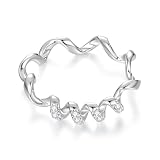 SOUTHPLUS Anillo de plata 925 para mujer, amuleto de la suerte, líneas, trébol, anillos sencillos. Joyas para mujeres y niñas, para la novia, la mamá y las niñas. Regalo (Líneas, 57.5(18.1))