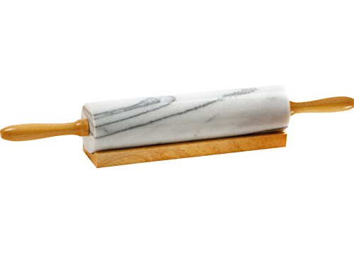 KAUFGUT MATTARELLO in Marmo E Legno Chiaro con Base in Legno Misura 45 CM