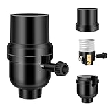 UL Listed Light Socket, Aolloa Vintage E26 Lamp Socket Replacement for Table Lamps, Floor Lamp, Pendant Light Fixture, DIY Project, Black 1 Pack