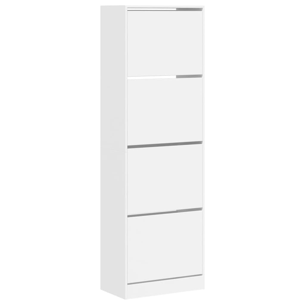 Armoire à chaussures 4 tiroirs rabattables vertical blanc 187cm