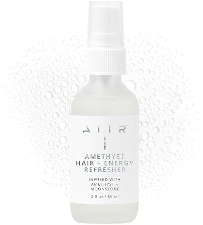 AIIR Amethyst Hair + Energy Refresher - 2 Fl Oz Crystal Infused Room and Hair Mist with Rose Water for Positive Energy Cleansing