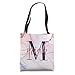 Miah Letter M Initial Monogram Calligraphy Personalized Tote Bag