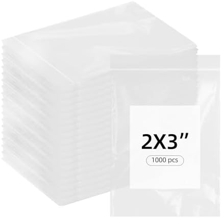 100 Pack 2x3 Inch White Block Zip Lock Poly Bags – Small Plastic Bags