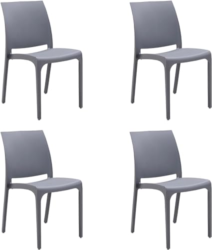 GLOUPIE Set 4 Sedie Volga In Polipropilene, Impilabile, Dimensioni 54