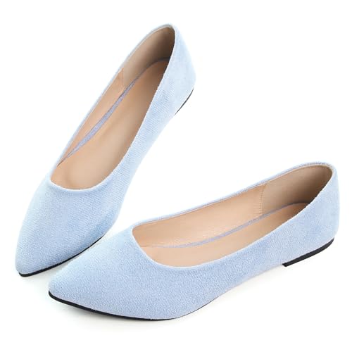 Image of Dear Time Women's Pointed Toe Ballet Flats Simple Casual Office Work Flats Slip-on Comfortable Shoes