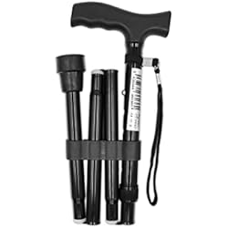 PEPE - Bastones Plegables para Mayores, Bastones para Mayores Hombre, Bastones para Caminar Ancianos, Bastón Plegable Mujer, Bastones para Mayores Extensible, Ajustable en Altura, Bastón Negro