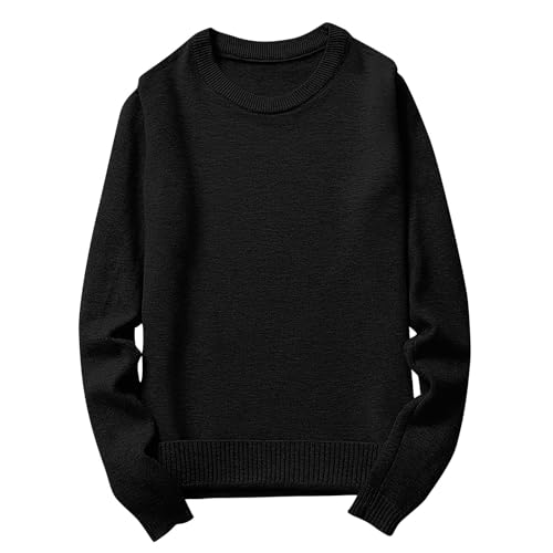 Men's Crew Neck Pullover Sweaters Plain Knit Sweater Casual Long Sleeve Sweater Loose Fit Pullover Warm Winter Tops