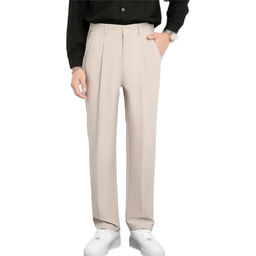 EaseMotions Stretch Waist Ice Silk Pants, Men's Slim Straight Breathable Casual Dress Pants