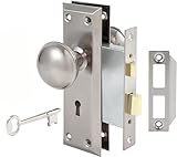 HomeGuard Mortise Door Knob Lock Set with Deadbolt for Interior Doors with Skeleton Keys, Fits 1-3/8' - 1-3/4' Interior Doors, Satin Nickel Finish (Single Pack)