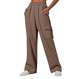 pantaloni ragazza jogging con tasca baggy pantaloni della tuta cintura elastica elastico in vita streetwear tinta unita inverno hip-hop pantaloni sportivi primavera slim large 4-14 anni, cachi., 4