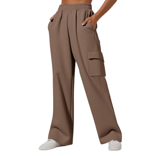Kids Girls Straight Cargo Sweatpants Solid Color Baggy Elastic Waist Comfy Casual Trousers Fashion Relaxed Pants Pockets