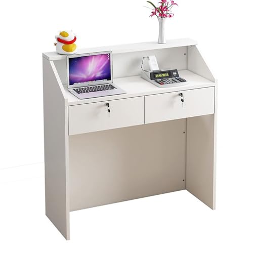 Bancone Reception Negozio, 80cm Banco di Vendita con Cassetti Serratura,
