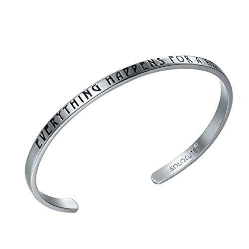 Solocute Cuff Bangle Bracelet Engraved If You Can Imagine It, You Can Achieve It. If You Can Dream It, You Can Become It Inspirational Jewelry (Everything Happens for A Reason - WH)