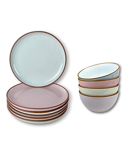 Mora Ceramic Plates And Bowls Set, Assorted Colors - Cereal Bowls And Salad Plates Bundle - Microwave, Dishwasher, And Oven Safe #TOP8