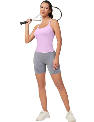 Image of MathCat Workout Tank Tops for Women with Built in Bra, Sleeveless Gym Tops Seamless Racerback Athletic Yoga Shirts