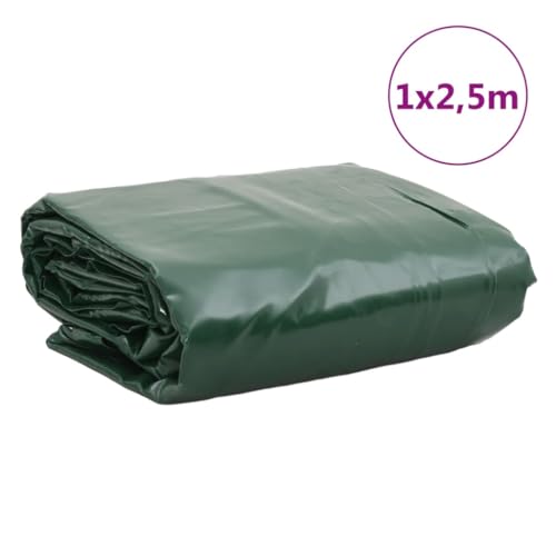 vidaXL Abdeckplane, Plane Abdeckung Reißfest Wasserfest, Schutzplane UV-Beständig Schimmelbeständig, Schutzhülle Zeltplane, Grün 1x2,5m 650 g/m²
