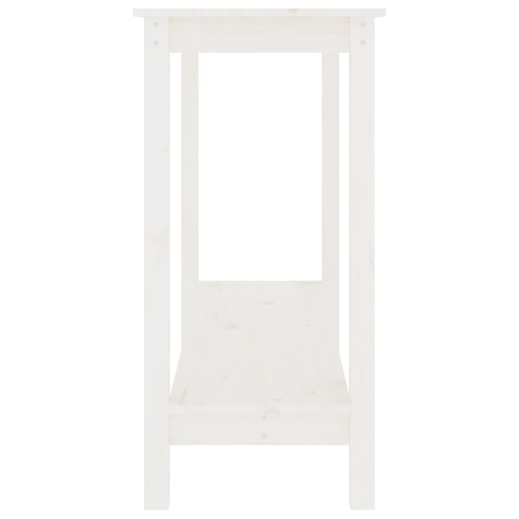 Mesa consola blanca 110 x 40 x 80 cm – Clásica mesa auxiliar de madera maciza de pino maciza, mesa de pasillo estable en estilo rústico para pasillo, salón y entrada