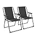 Harbour Housewares Folding Beach Deck Chairs - Black - Pack of 2 - Metal Outdoor Patio Seat Lightweight Portable Deck Chair for Picnic, Garden, Camping, Fishing
